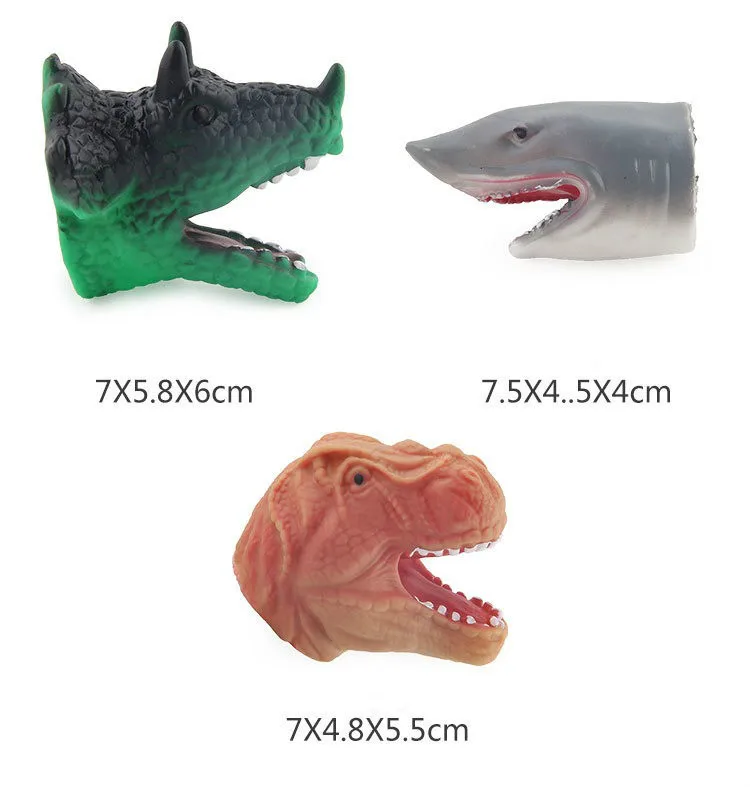 

Simulation Silicone Dinosaur Finger Doll Funny Toy Tyrannosaurus Shark Fingertip Animal Children's Classic Toy