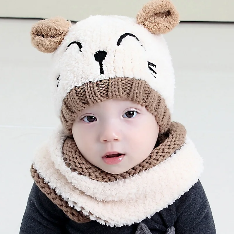 Милая детская зимняя вязаная шапочка Skullies Beanie с шарфом шапка черепом унисекс