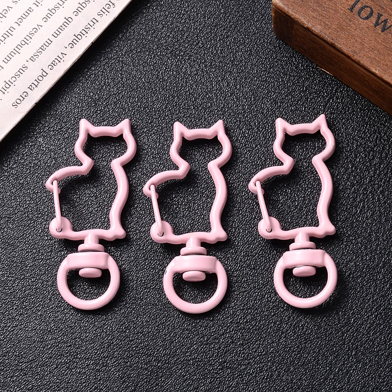 10Pcs/Lot 17x41mm Alloy Buckle Snap Hook Lobster Clasp Cat Shape Keychain Hole Key Ring for Jewelry Making Findings Choose Color | Украшения