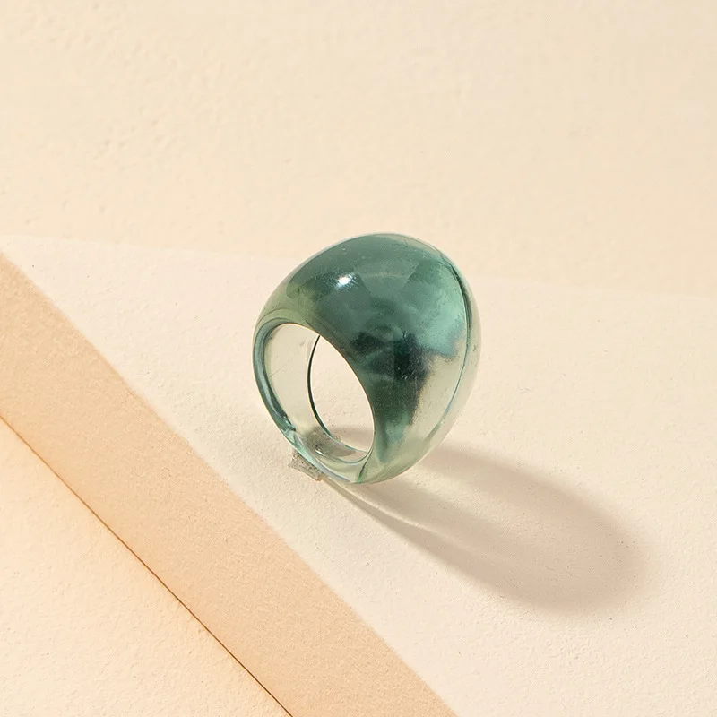 

New Vintage Colorful Transparent Acrylic Irregular Marble Pattern Ring Resin Turtle Rings For Women Girls Party Jewelry