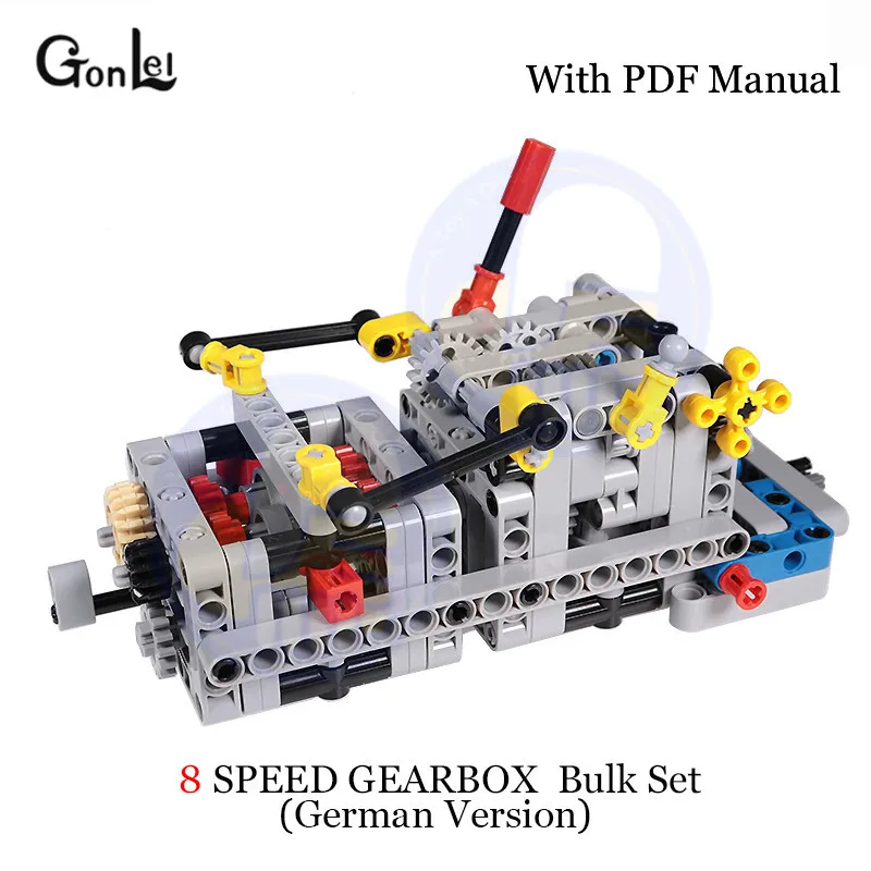 8 Speed Ver.2 MOC 4911 V42 двигатель Technic 8 скоростей последовательный редуктор привод передняя подвеска рулевого управления автомобиля шасси системы строительные блоки игрушки - Цвет: 8 Speed Ver.2