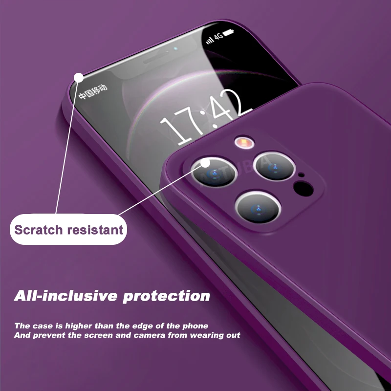 Sumgo 2021 Square Liquid Silicone Case For iPhone 13 12 11 Pro Max Mini XS X XR 7 8 Plus SE 2020 Full Lens Protection Cover