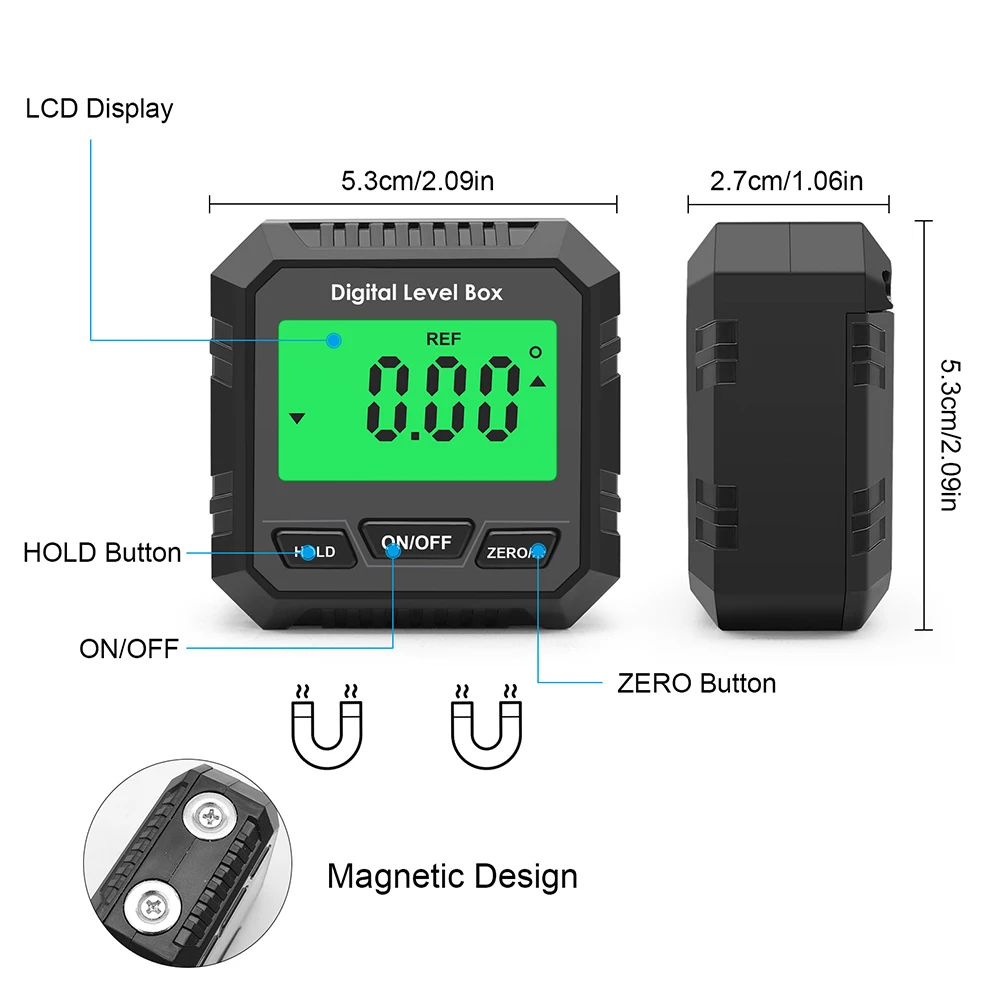 4*90° Digital Level Protractor Inclinometer Magnetic Base Angle Gauge with Backlight Tester Measuring Tool | Инструменты