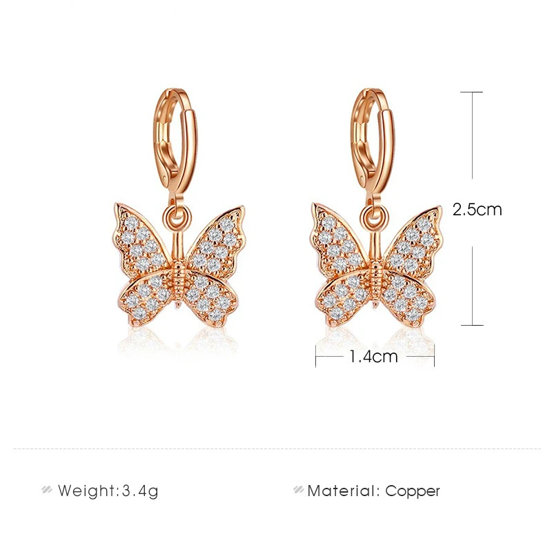 

Rhinestone Butterfly Earrings 2020 Trendy Dangle Korean Earrings For Women Statement Earrings Fashion Jewelry Piercing Kolczyki