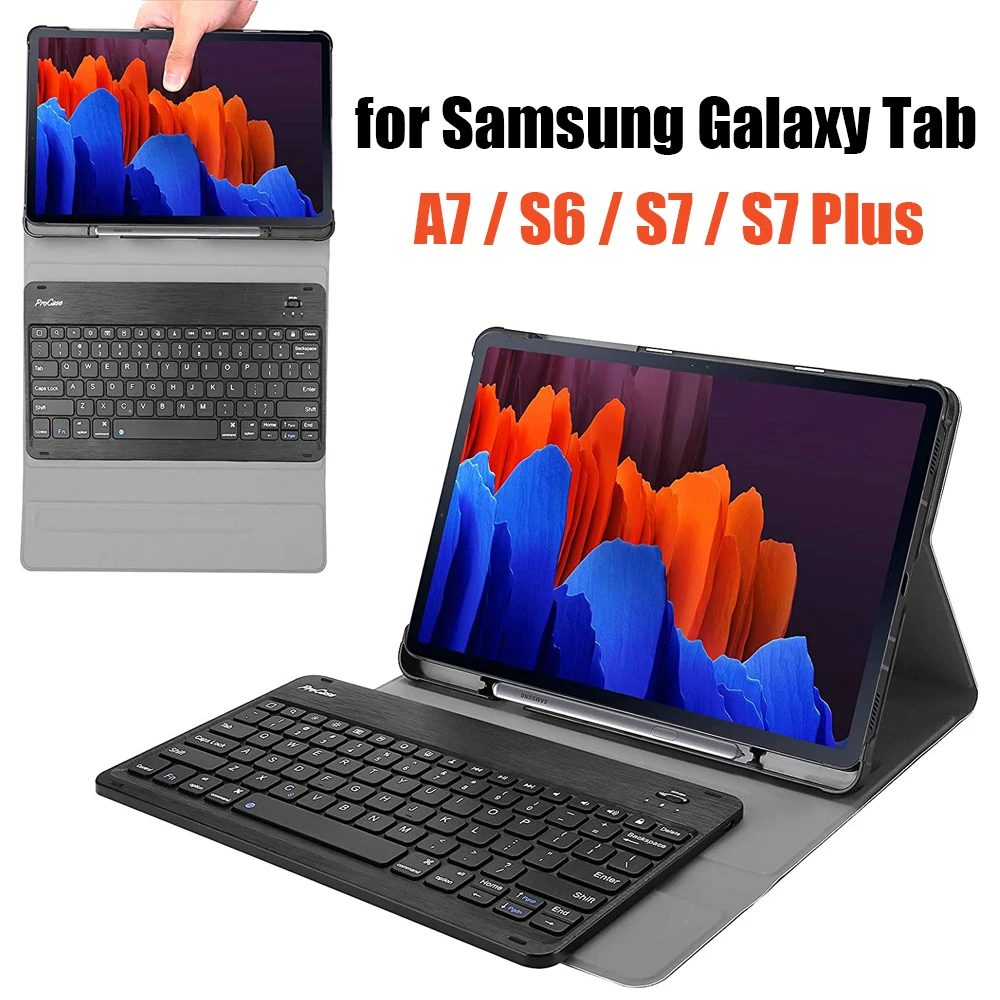 

Leather Tablet Case With Bluetooth Keyboard For Samsung Galaxy Tab S7 T870 11inch S7 Plus S7+ T970 12.4 A7 10.4 2020 T500 T505