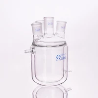double deck cylindrical four necked round bottom flaskcapacity 500mljoint 2429mezzanine jacketed reactor bottle