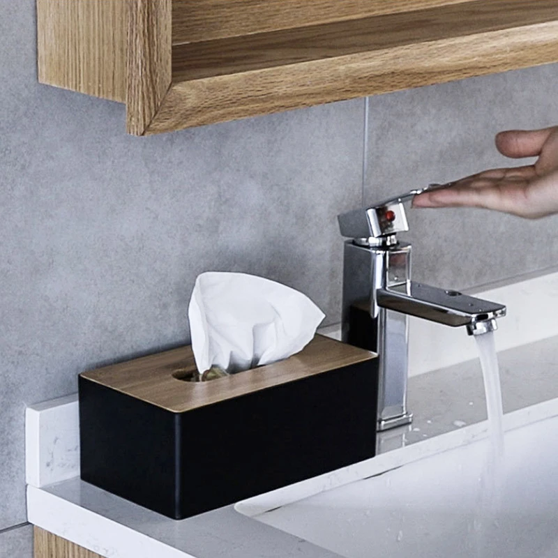 

Wooden Tissue Holder Household Paper Towel Storage Box Removable Tissue Case boÃ®te Ã mouchoirs Lagerung Boxes for Home Office