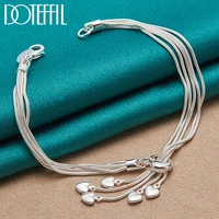 doteffil 925 sterling silver five solid love heart snake chain bracelet for women charm wedding engagement fashion party jewelry