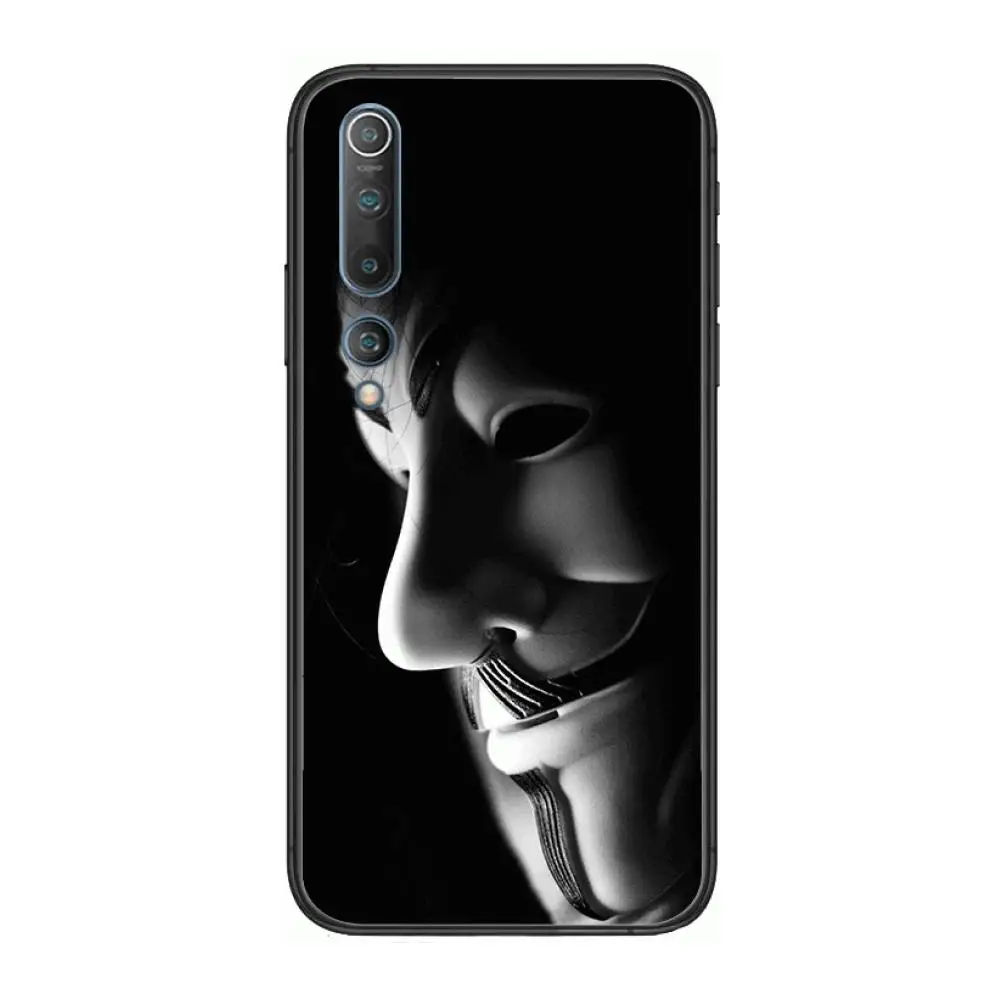 

Black V for Vendetta Phone Case For xiaomi mi11 5g 10 liti Ultra 9Pro SE 3 8 Note Anime Black Cover Silicone Back Pretty tpu