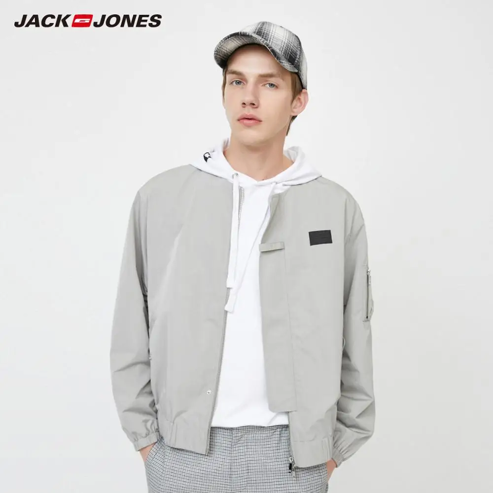 JackJones мужская однотонная прямая бейсбольная куртка с воротником байкерская