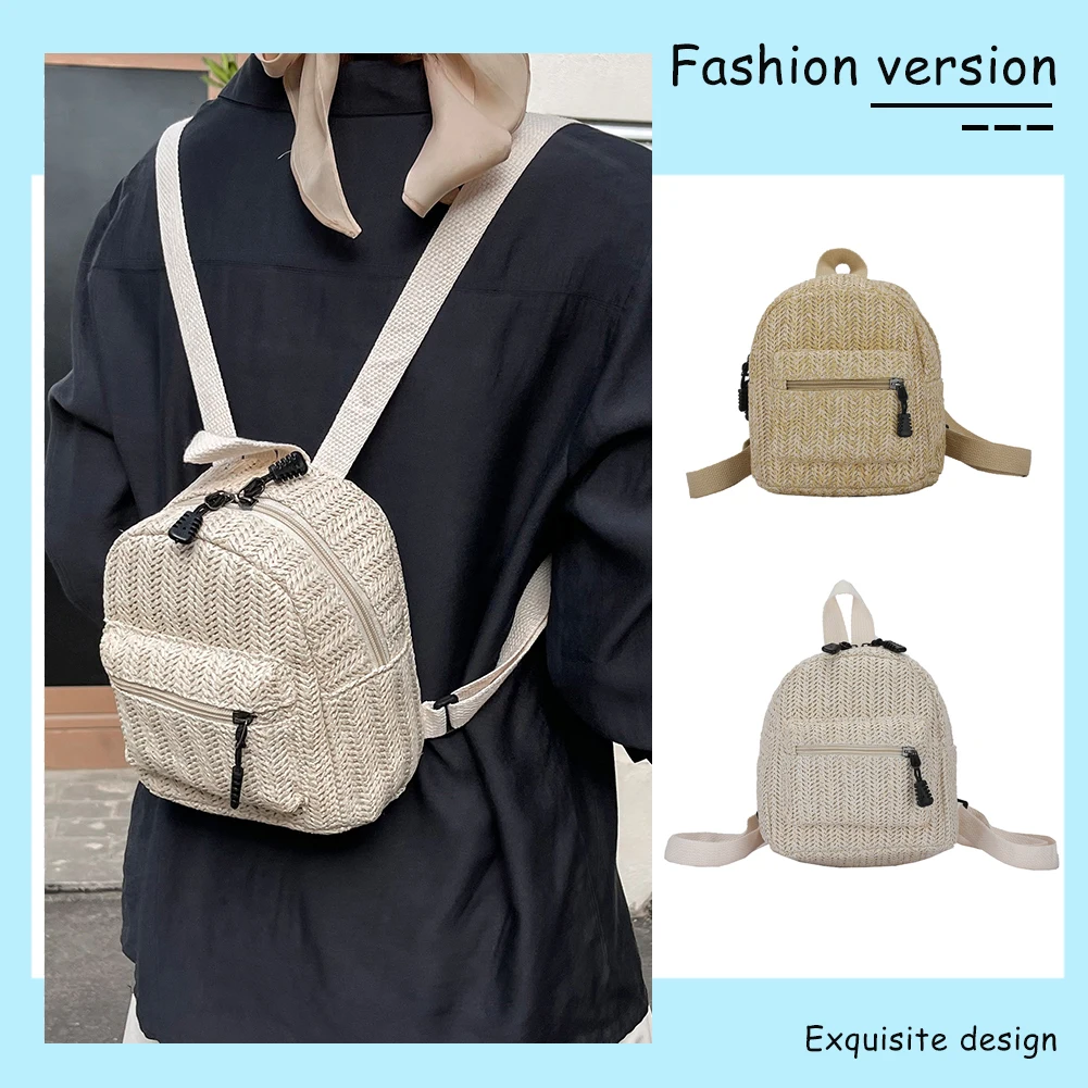 

Women Bags Soft Straw Woven Fashion Soft Backpack Bag Ladies Solid Chic Designed Handbags