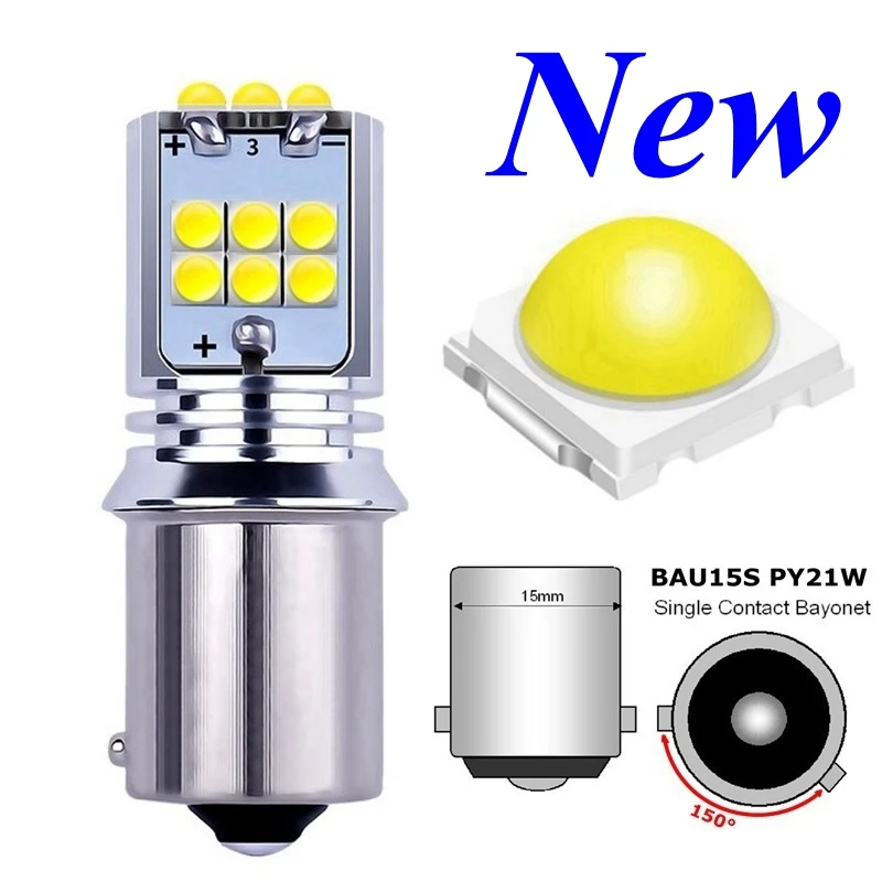 1 шт. 1156PY 7507 PY21W BAU15S супер яркий 1800LM светодиодный индикатор Заднего направления