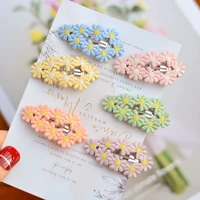 6pcsbag flower wrapped snap hair clips for toddlers girls cute fresh 5cm daisy hairpin kids children hair accessories ornament