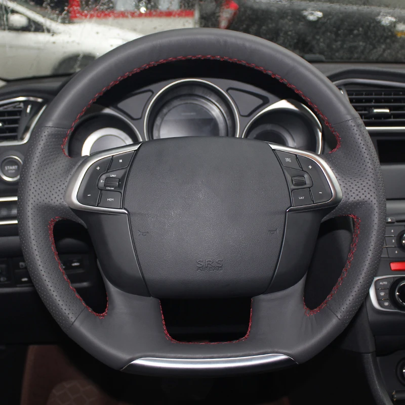 Кожаный чехол на руль из микрофибры для Citroen C4 C4L 2011-2015 DS4 Тампа do volante carro оплетка |
