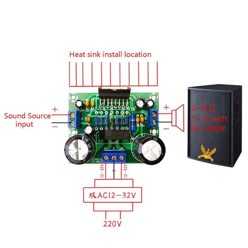 

Digital TDA7293 Amplifier Board AC 12-32V 100W High Power Mono Single Channel Low Distortion Amp Module W3JB