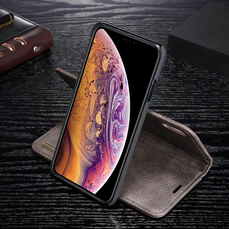 Роскошный чехол из натуральной кожи для Apple IPhone X XS 6S 7 8 Plus SE 11 Pro Max XR откидной Магнитный чехол-бумажник для телефона съёмный корпус