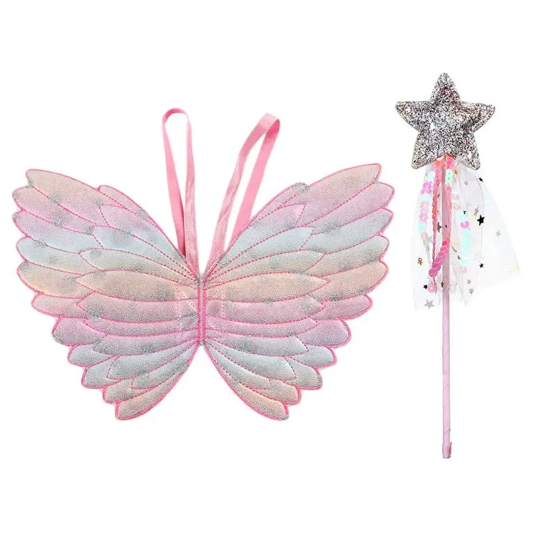 

Cute Children Costumes Performance Props Gradient Color Butterfly Princess Angel Fairy Stick Kids Dress Up Playing C5AF