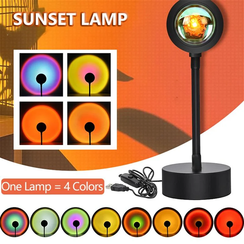 

USB Sunset Projection Lamp Rainbow Projector Led Light Night Sunset Bulb for Home Bedroom Wall Decor Bar Atmosphere Lighting