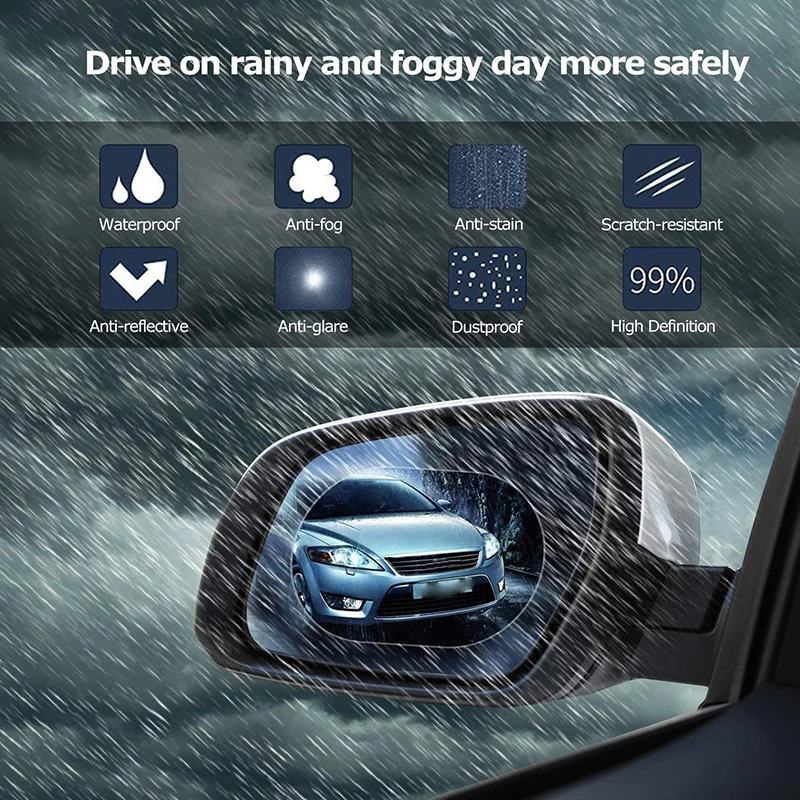 Protector Protection Mist Protective 2pcs Fog Rainproof Water Cars Mirror Film SUVs PET Oval Kit Anti Pack | Автомобили и