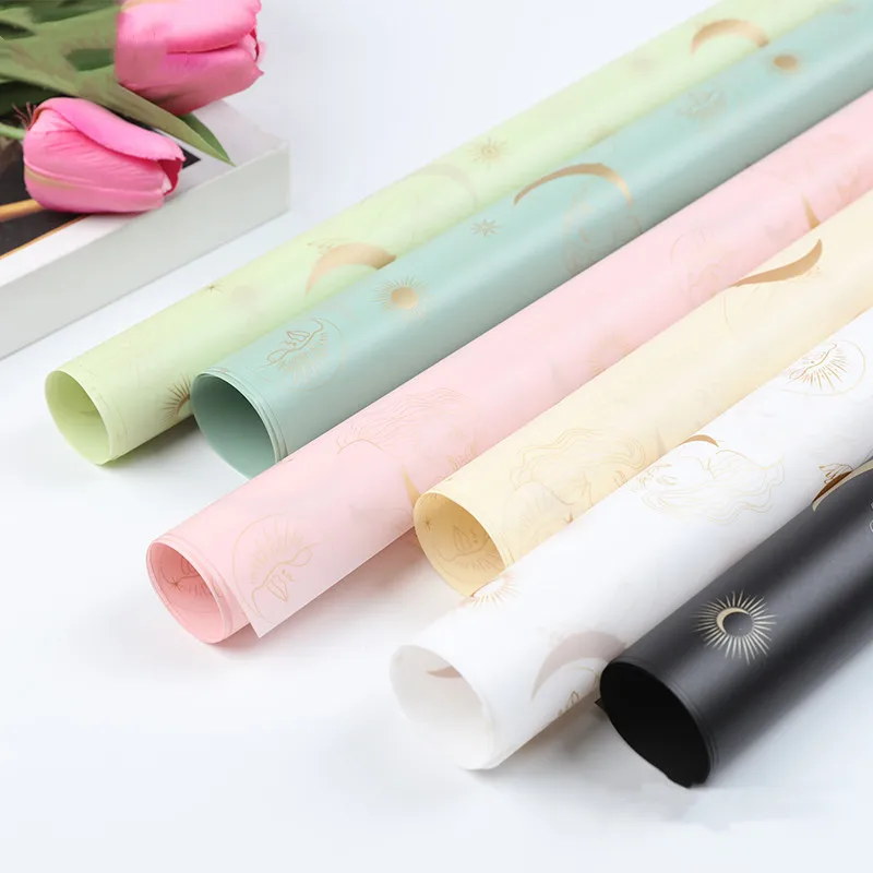 

20pcs Wedding/Birthday/Festival Wrapping Paper Flower Shop Gift Material Black Pink Moon Goddess Cellophane Pearlescent Paper