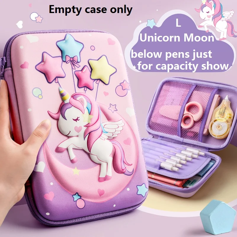 

Unicorn Pencil Case 3D EVA Embossing Pen Box Stationery Ruler Pouch for School Girl Erasers Holder Gift Bag Cute Organizer Pink