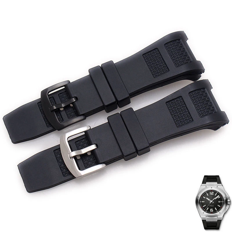 

Watchband For IWC IW323601 W376501 wrist band 30mmx16mm black Notch End Waterproof Silicone Strap Bracelets Pin Buckle Belt