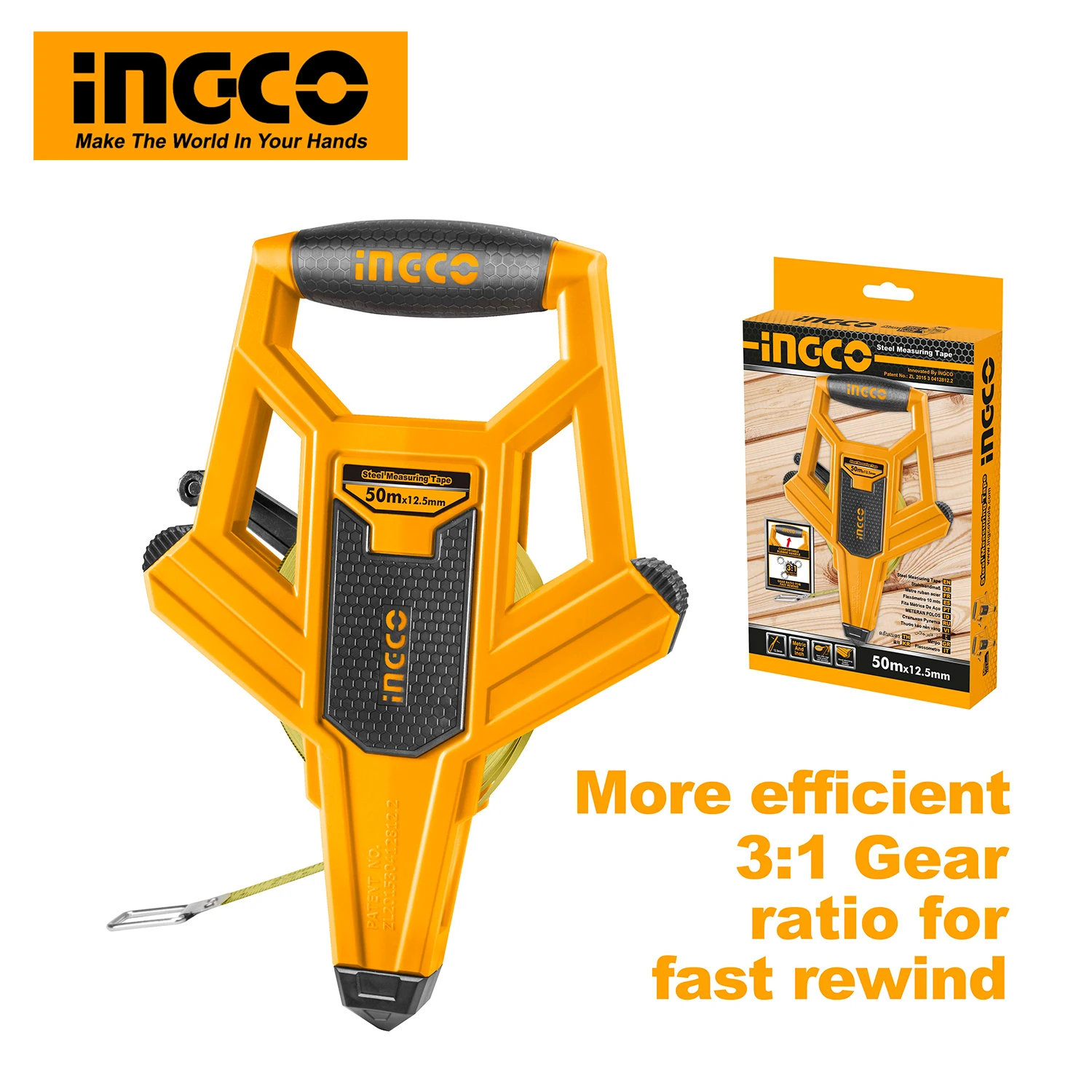 Стальная измерительная лента INGCO 50 м измерительные инструменты выдвижная