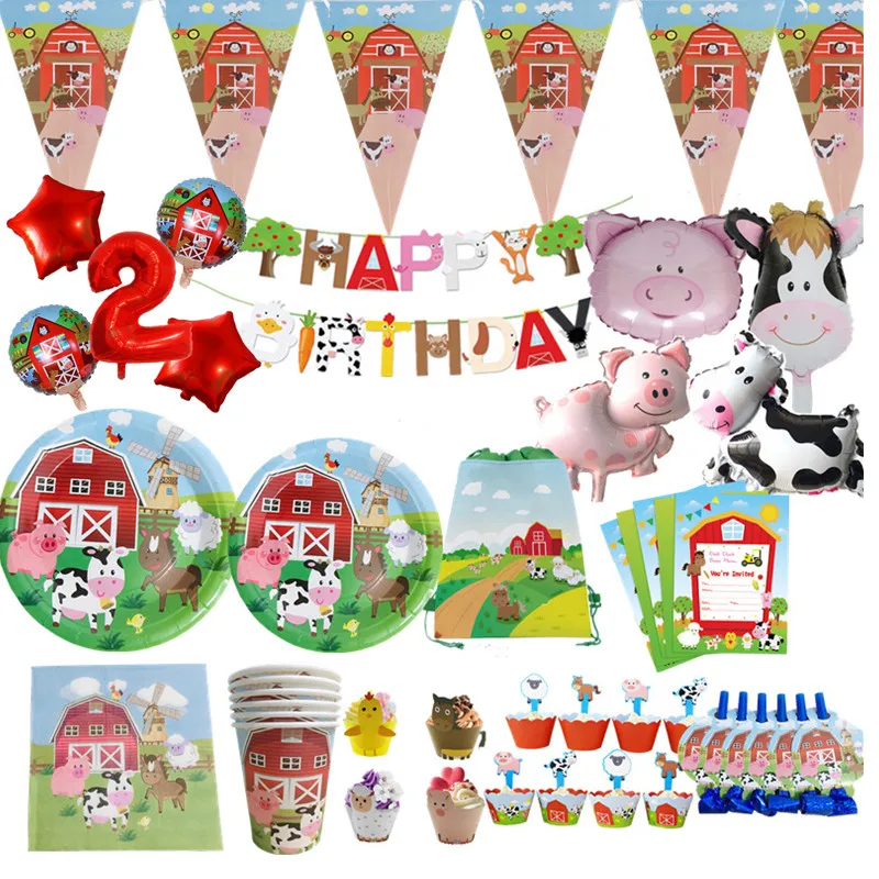 Животноводческая ферма День рождения поставки сафари бумажные салфетки для