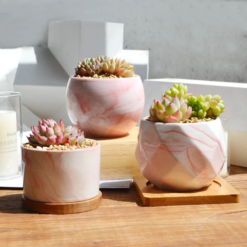 Succulent Geometric Plant Pot Pink Small Desk Modern Balcony Flowerpot Indoor Home Minimalist Cactus Macetero Decoration ZZ50HP | Дом и сад