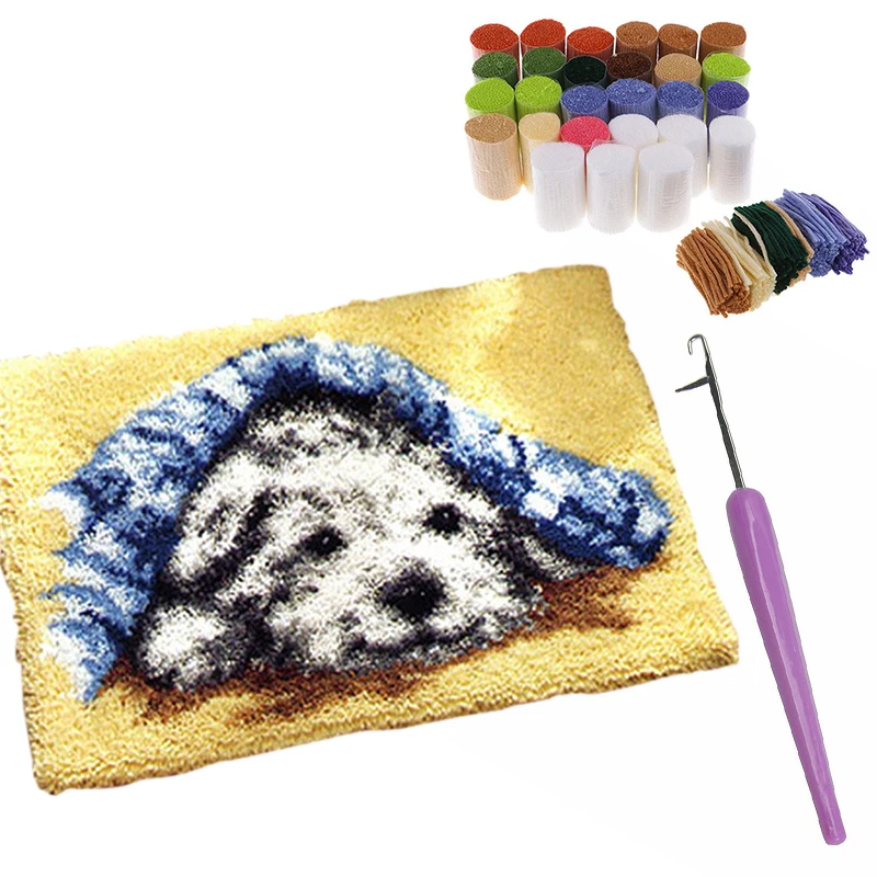 

Latch Hook Rug Kit Puppy Dog Carpet Mat Cross Stitch DIY Home Decor 38x52cm