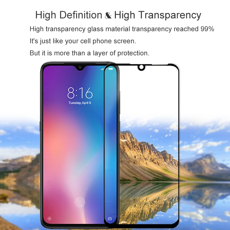 2 шт. 100% оригинальное закаленное стекло с полным покрытием для XIAOMI Mi 9 Mi9 защита