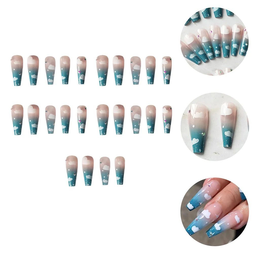 

Длинные накладные ногти с полным покрытием для девочек, 24 шт.