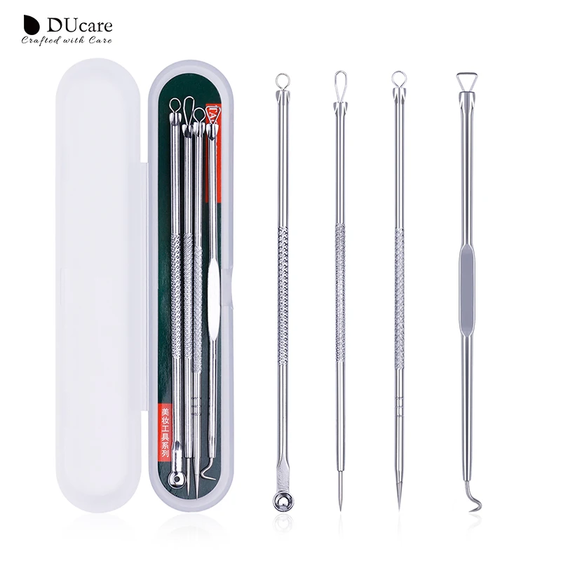 

DUcare Makeup Tools 4PCS Acne Blackhead Removal Needles Stainless Steel Pimple Comedone Spot Extractor Cleanser Face Skin Care