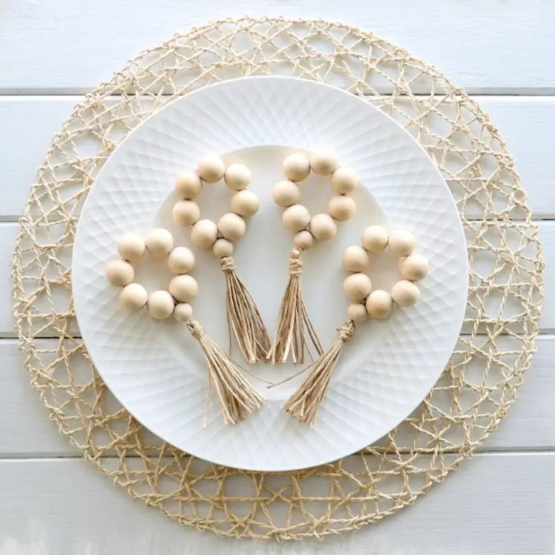 4 шт./компл. из деревянных бусин цветочная гирлянда с Ленточки загородный