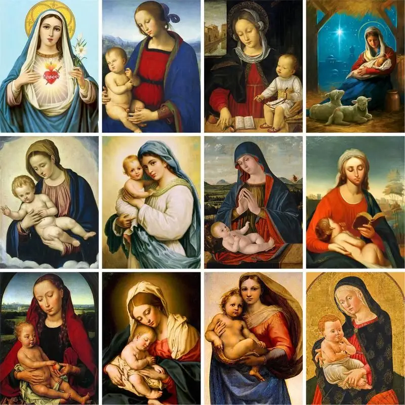 

GATYZTORY The Virgin Mary Figure Picture By Numbers For Adults Unique Gift Hand Made Framed On Canvas Home Decoration Craft