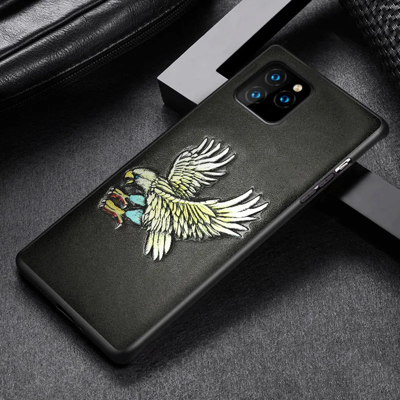 

Чехол из натуральной кожи с 3D тиснением для iPhone 14 13 12 11 Pro Max 12 Mini X XS Max XR 7 8 Plus SE 2020, задняя крышка с защитой от царапин