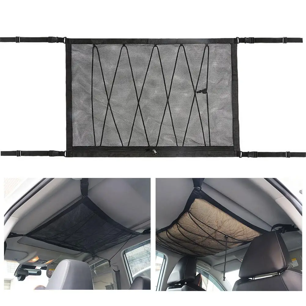 

88x55 см интерьер на потолок автомобиля, сетка на молнии, универсальный органайзер, регулируемый сетчатый карман для фургона, внедорожника