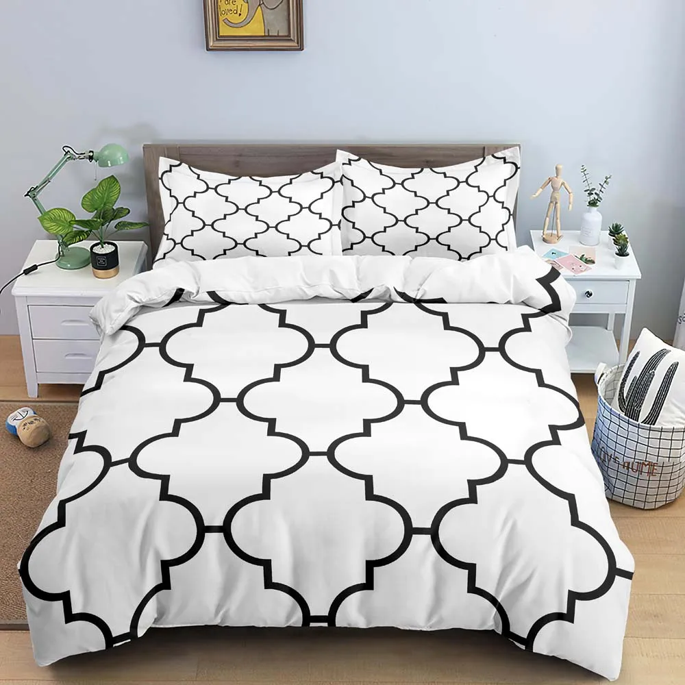 

Classic Geometric Bedding Set for Adult Kids Child Crib Duvet Cover Set & Pillowcase Quilt Cover EU Double King Size