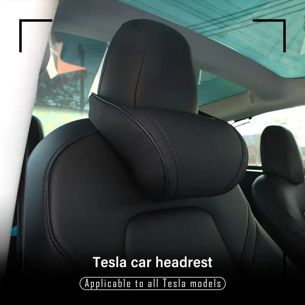 

Memory Leather Pillow For Tesla Model 3 2021 Accessories For Tesla Pillow Neck waist Cushion Tesla Model three Y X S ALL Year