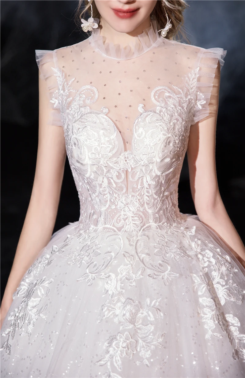 Женское винтажное свадебное платье кружевное без рукавов с рюшами и роскошной