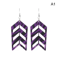 cutout arrow pattern wooden dangle drop earrings for women arrowhead long pendant jewelry wholesale