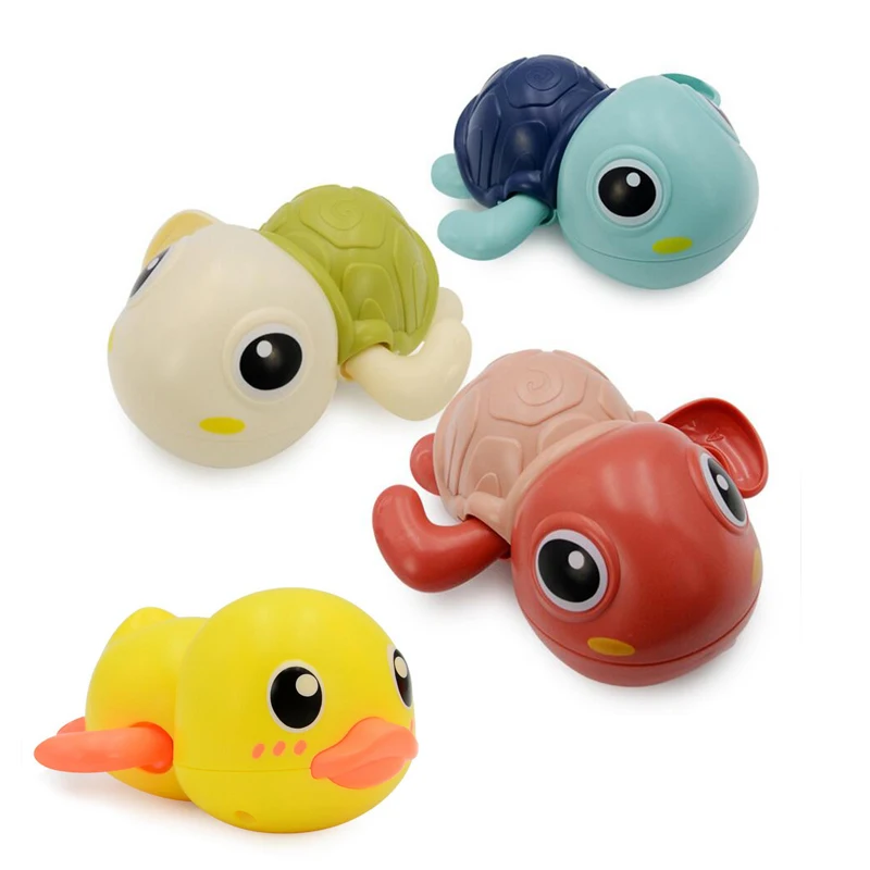 

1pc Classic Clockwork Bath Toy Cute Color Swimming Turtle Duck Summer Bathroom Toys For Baby Children