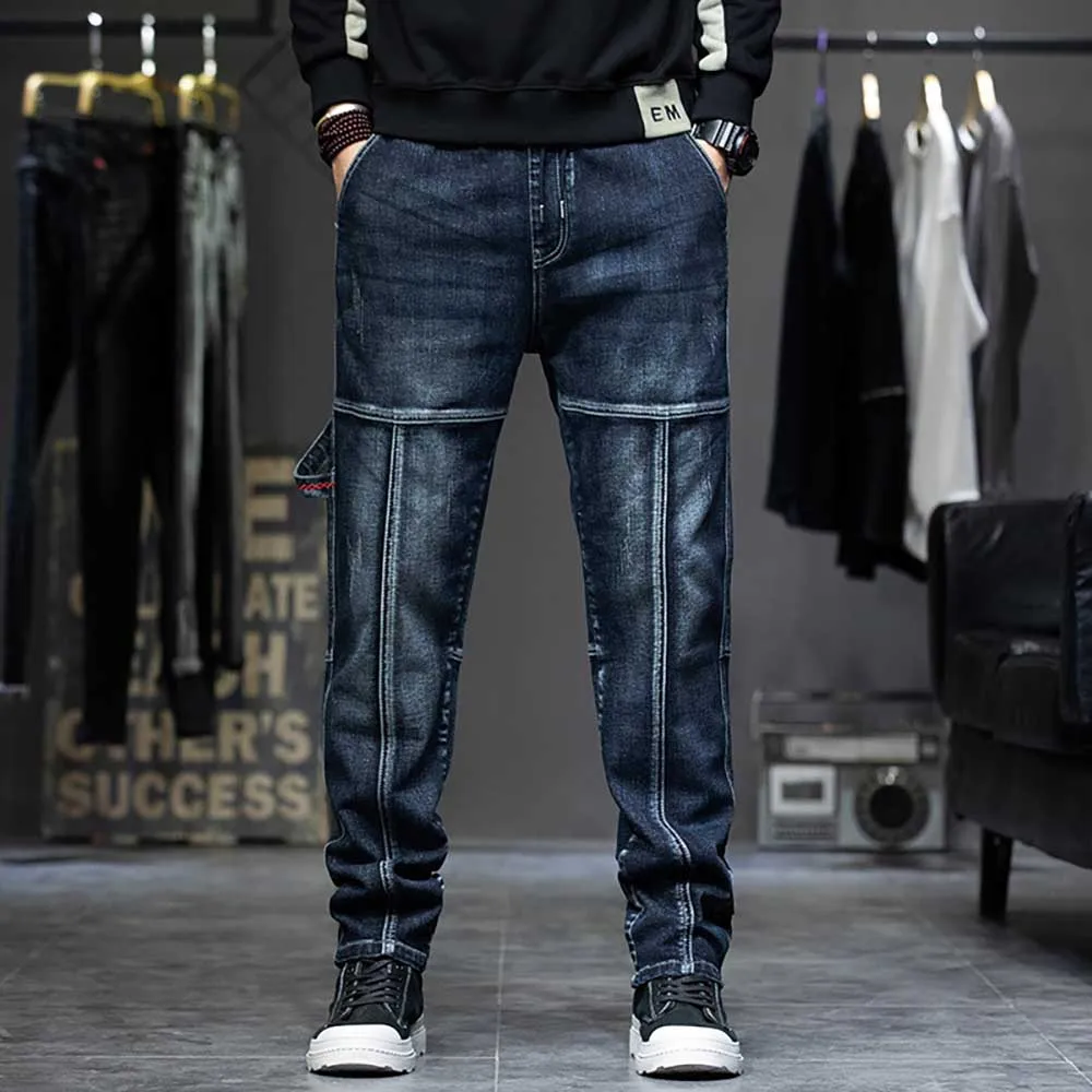 Fashion Plus Size Harem Jeans Men Casual Denim Pants Loose Baggy Hiphop Trousers Streetwear Elastic Waist Cargo Pants Clothing