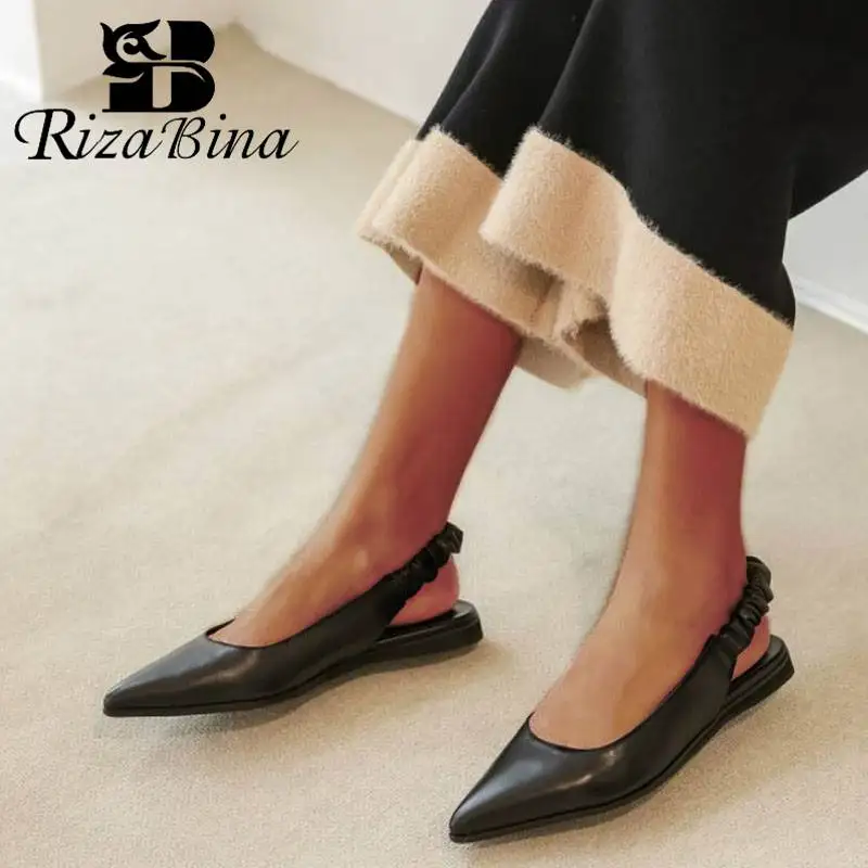 Туфли женские на плоской подошве с острым носком размеры 34-39 | Обувь