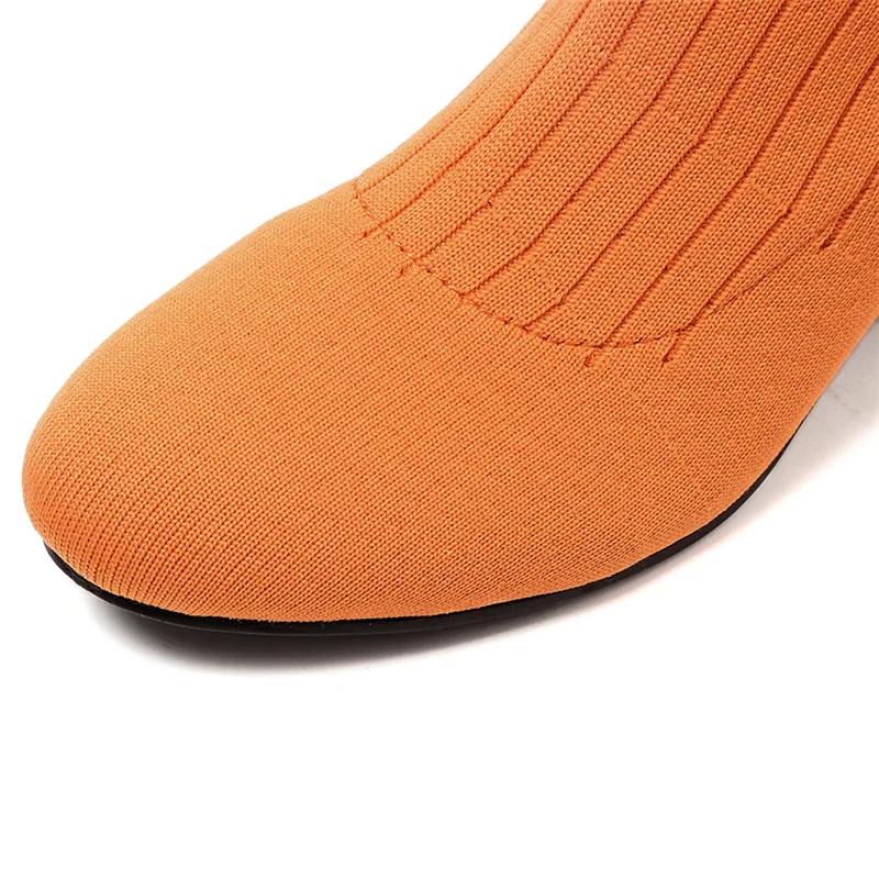 2019 г. роскошные женские Дизайнерские ботильоны персиковые оранжевые носки