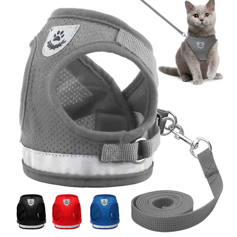

Dog Cat Walking Jacket Harness Leash Pets Puppy Kitten Clothes Adjustable Vest Reflective Walking Lead Leash Vest for Puppy