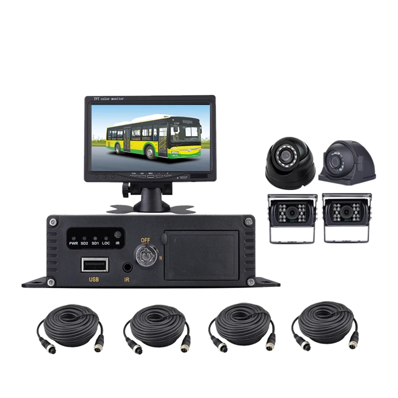 

1080P 4-channel monitoring kit 4 Channels Vehicle Video Recorder 1080P MDVR Support 256G Mobile Car DVR SD For Bus Truck