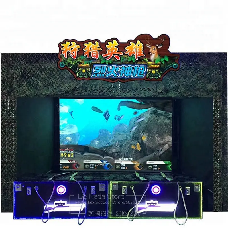 

Factory Cheap Price Game Center Big Screen Hunting VR Shooting Gun Video Simulator 4 Players Amusement Arcade Game Machine