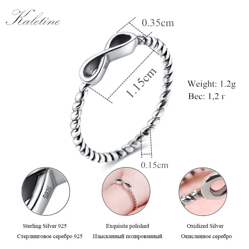 

KALETINE Hot Sale Women Ring 925 Sterling Silver Rings Infinity Elegant Finger Ring for Women Wedding Engagement Jewelry KLTR030
