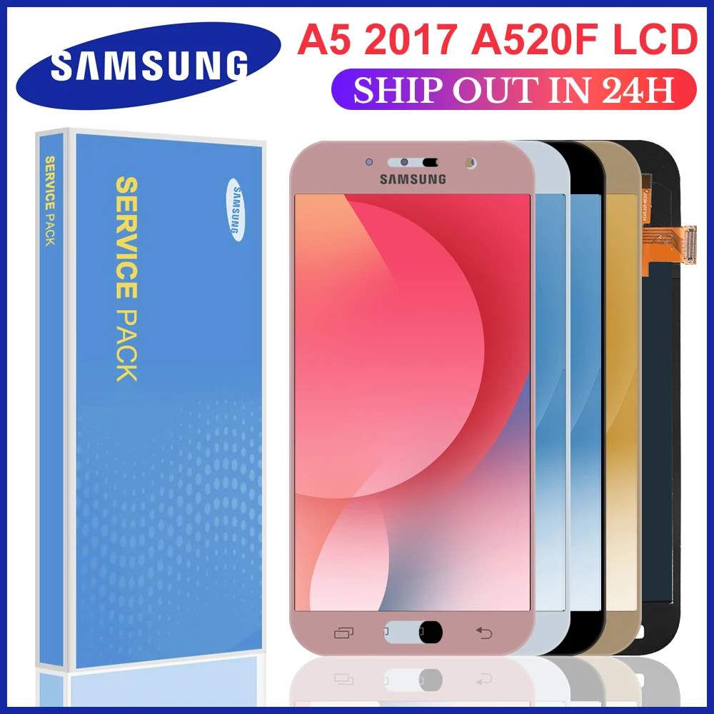 Оригинальный 5 дюймовый Super AMOLED ЖК дисплей для SAMSUNG Galaxy A5 2 A520F с сенсорным экраном и